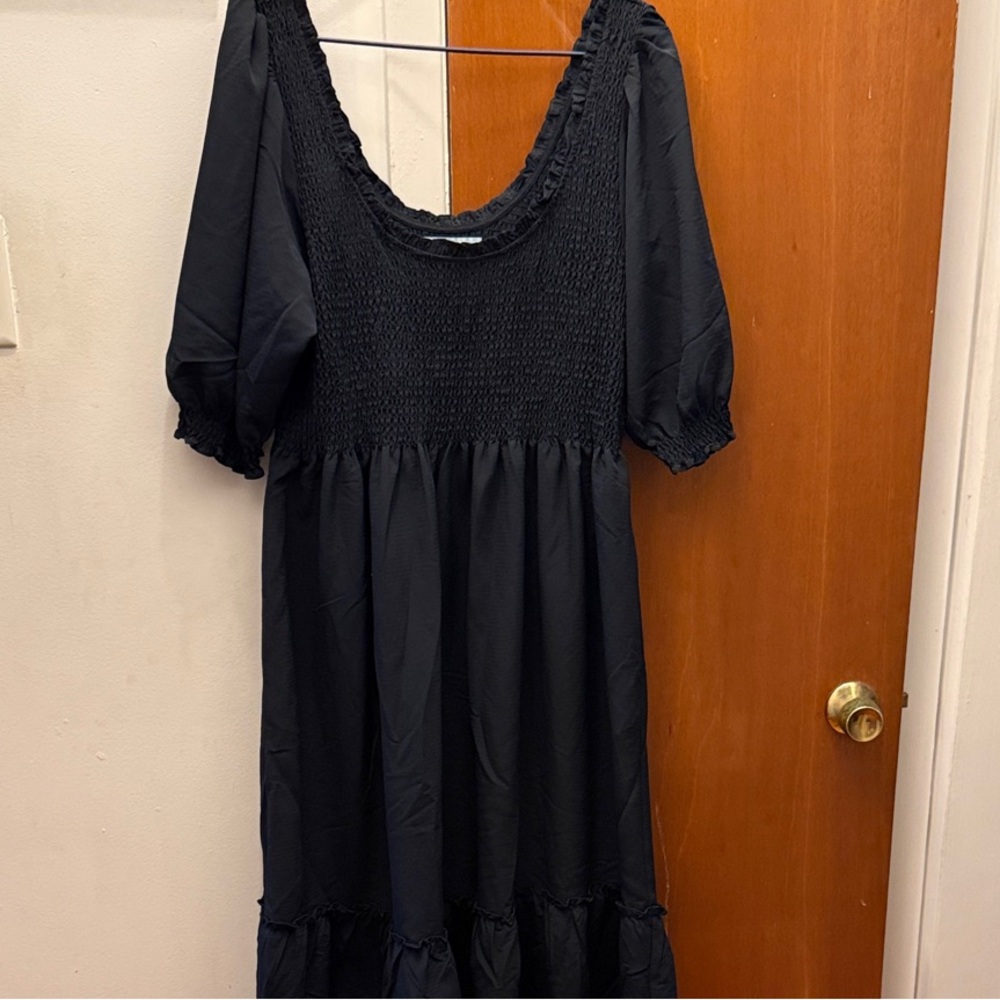 Hill House Elegant Nap Dress Black elbow length Sleeve Dress